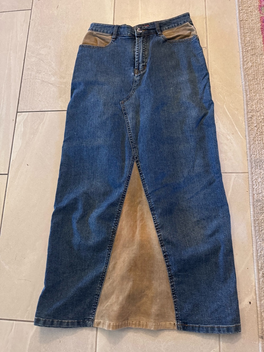 Malinuo Denim Suede maxi y2k vintage skirt sz small